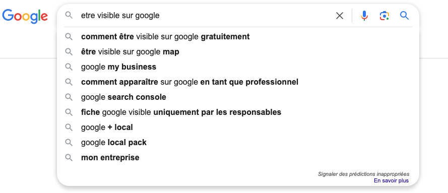 recherches associées dans le moteur de recherche google 