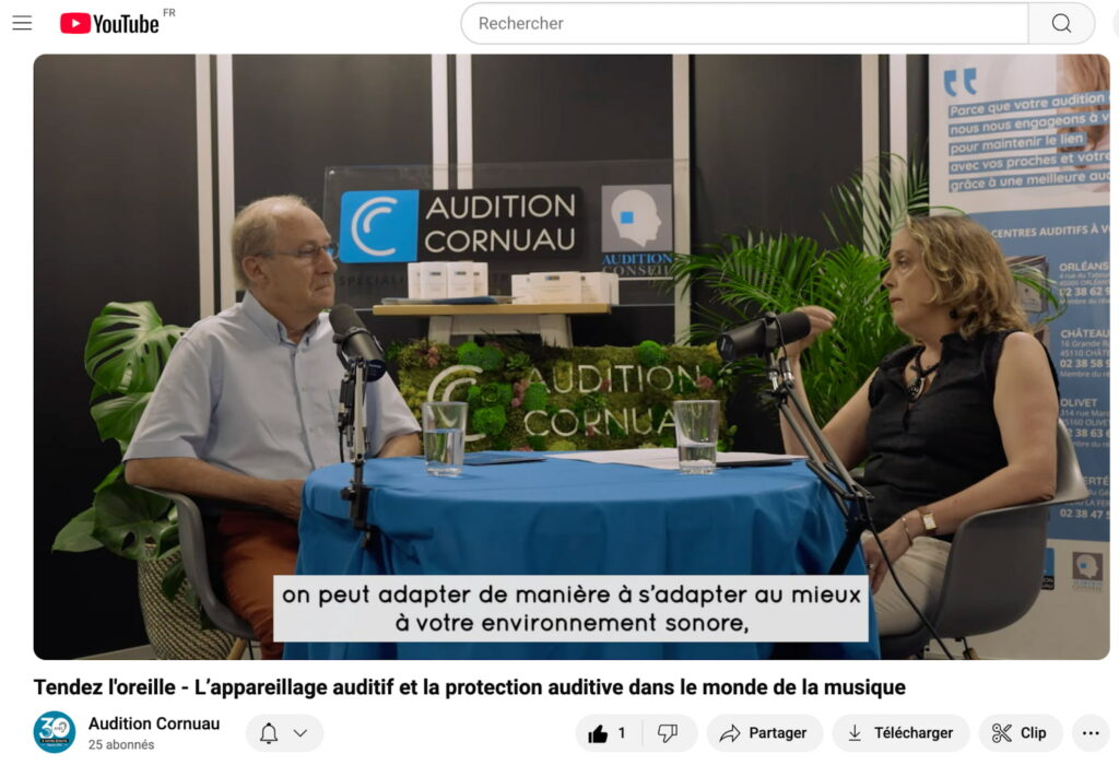 Captute d'écran du podcast disponible sur Youtube de Tendez l'oreille d'Audition Cornuau