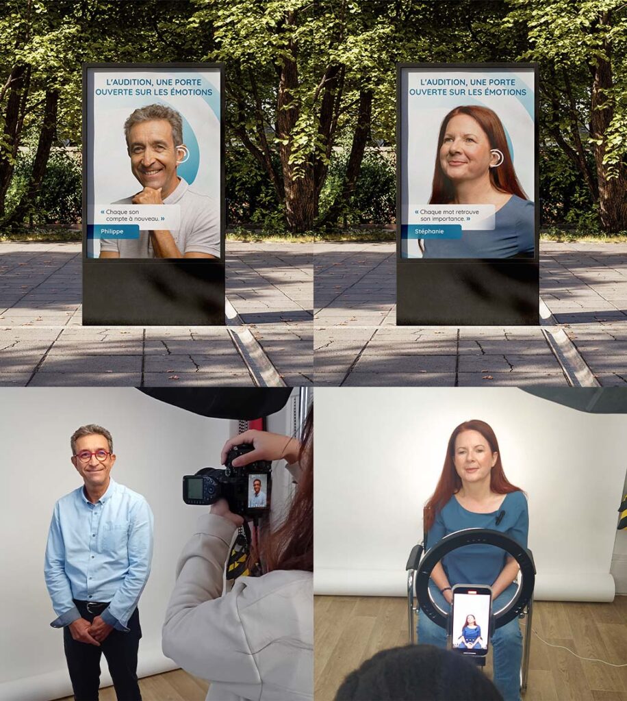 Campagne d'affichage et shooting photos de clients d'Audition Cornuau
